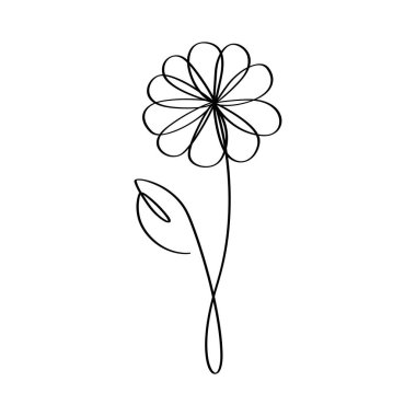 Çiçeklerin tek sıra sanatı. Çiçek desenli karalama. Modern asgari özet
