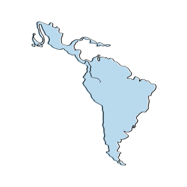 Güney Amerika kesintisiz tek çizgili sanat haritası 