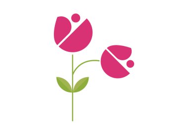 Renkli bahar çiçeği, botanik türleri düz minimal tasarım tarzında. Doğa çiçekleri süsleme elementi