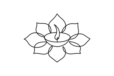 Mutlu Diwali dekoratif lamba sanatının kesintisiz çizimleri. Diwali festivali hafif silueti basit doğrusal stilde
