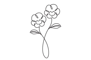 Sürekli bir çiçek çizimi, poster sanatı. Çiçek bitkisi silueti basit doğrusal biçimdedir. 