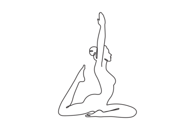 Tek sıra halinde oturma egzersizi. Yogada oturan kadın poz sembolü basit doğrusal şekilde. 