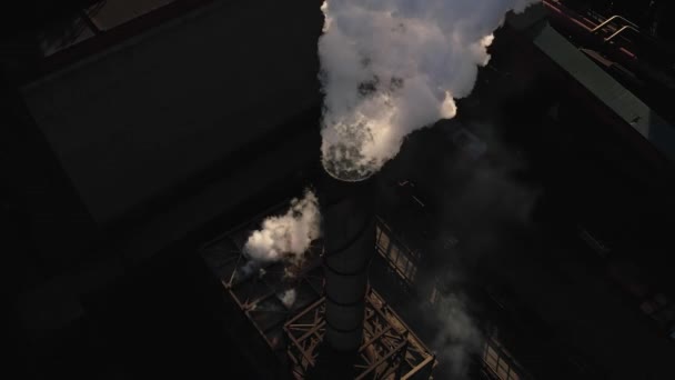 Concept Écologique Paysage Industriel Pollution Usine Industrielle Cheminées Fumée Tuyau — Video