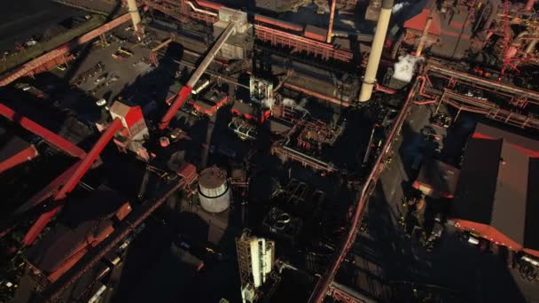 Çelik Fabrikası Anteni Altın Saatinde Endüstriyel Metalürji Fabrikası Ağır Sanayi — Stok video