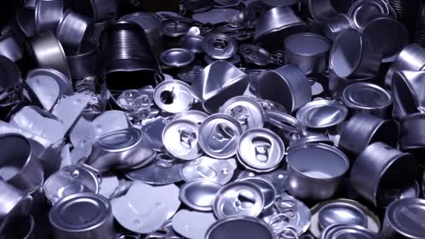 Metalldosen Aus Aluminium Biologisch Nicht Abbaubarer Müll Mit Kopierfläche Für — Stockvideo