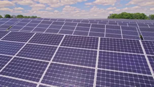 Solar Panels Aerial View Modern Photovoltaic Electricity System Created Electric — Stockvideo