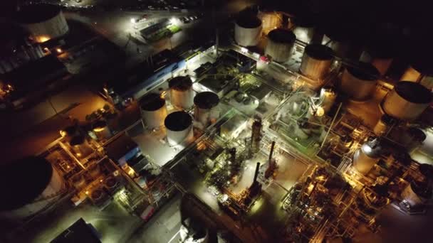 Aerial View Oil Refinery Facility Terminal Industrial Factory Produce Storage — Stock Video
