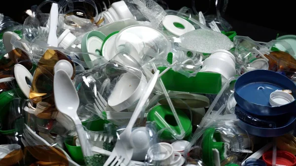 Peças Garrafas Plástico Copos Rolhas Palhas Garrafas Água Xampu Embalagens — Fotografia de Stock