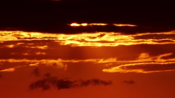 Západ Slunce Oranžově Žluté Obloze Epické Zapadající Slunce Jako Velký — Stock video