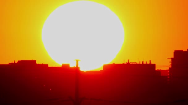 Slunce Zapadá Siluetou Amerického Centra Epický Západ Slunce Městské Památkové — Stock video