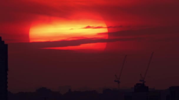 Amerikaanse Stad Centrum Zonsondergang Zon Gebouwen Silhouetten Epische Filmische Tijdspanne — Stockvideo