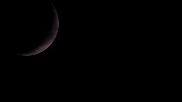 Månen Vid Mörk Svart Himmel Natten Förfaller Astrologi Eller Astronomi — Stockvideo