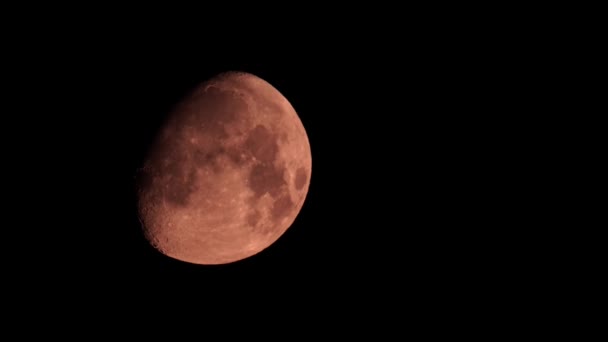 Луна Тёмном Чёрном Небе Ночью Астрология Планета Астрономии — стоковое видео
