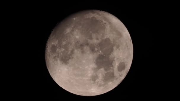 満月の暗い少し曇りの夜 月によって移動する雲 ハロウィーンのホラー不気味な雰囲気の景色 暗い夜空に狼の月 ミステリー フェアリーランドと魔女のシーン — ストック動画