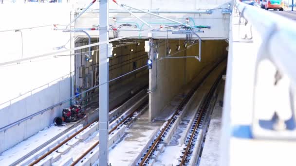 Eglinton Crosstown Light Rail Transit Lrt Tunnels Public Transportation Project — Vídeo de stock