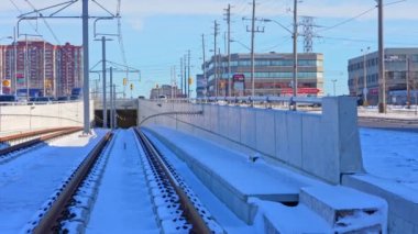 Eglinton Crosstown Light Rail Transit LRT tunnels, public transportation project. LRT run along Eglinton Avenue. Construction of underground tunnels: Toronto, Ontario, Canada - January 21, 2023.