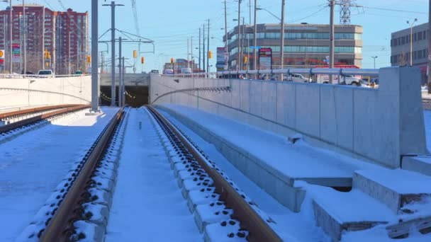 Eglinton Crosstown Light Rail Transit Lrt Tunnels Public Transportation Project — Stock Video