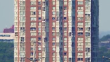 Heat haze and atmosphere distortion caused by heat wave during hot summer time in the city. Heatwave in North America. High temperatures and intense climate change. Air pollution, natural disaster.