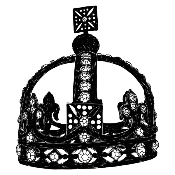 Kroningskroon Voor Koning Koningin Symbolische Religieuze Ceremonie Terwijl Vorst Wordt — Stockvector