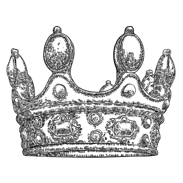 Korunní Čelenka Krále Královny Královská Vznešená Aristokratická Monarchistická Klenotná Koruna — Stockový vektor