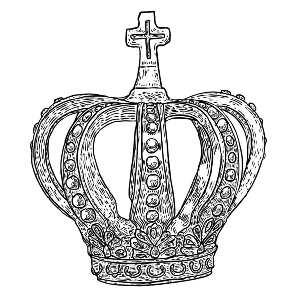 Kral Kraliçenin Taç Giyme Töreni Hükümdarın Başında Taç Varken Sembolik — Stok Vektör