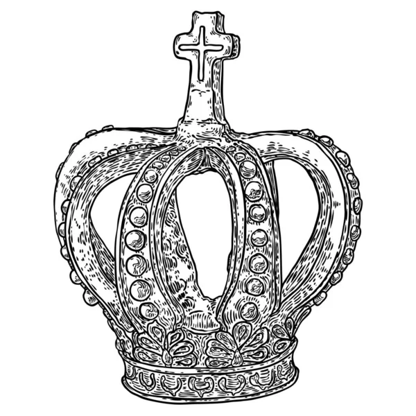 国家王冠 镶嵌宝石 如钻石 蓝宝石 珍珠和红宝石 加冕仪式和国王宣誓仪式中使用的皇家国家王冠 — 图库矢量图片