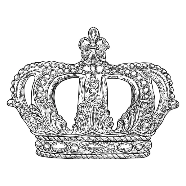 国家王冠 镶嵌宝石 如钻石 蓝宝石 珍珠和红宝石 加冕仪式和国王宣誓仪式中使用的皇家国家王冠 — 图库矢量图片