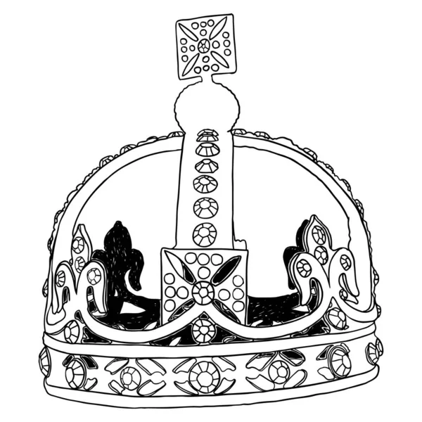 Koning Koningin Kroon Monarch Kroningen Met Coronet Jewel Vertegenwoordigen Het — Stockvector