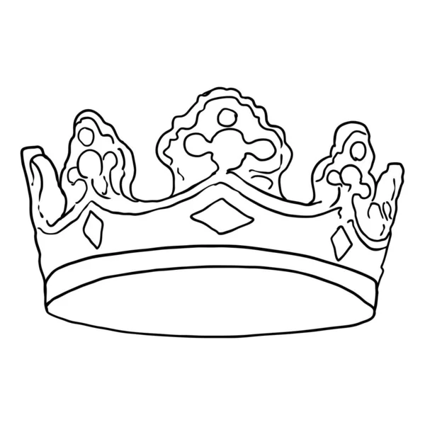 用珠宝蚀刻皇冠 加冕加冕国王手绘矢量图解 — 图库矢量图片