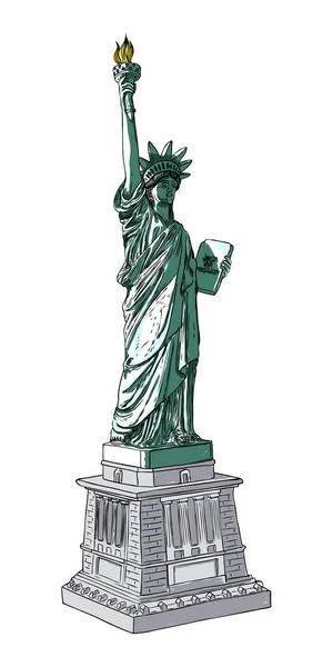 Рисунок Статуи Свободы Цвете Национальных Плакатов Июля День Провозглашения Независимости — стоковый вектор