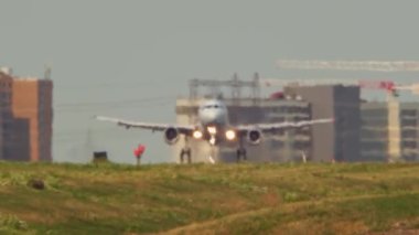 Heat haze and atmosphere distortion caused by heat wave during hot summer time in the city. Heatwave in North America. High temperatures and intense climate change. Air pollution, natural disaster.