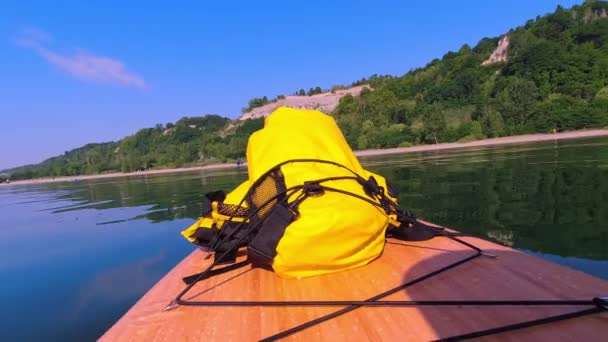 Vista Pov Paddle Board Con Equipo Deportivo Actividades Aire Libre — Vídeos de Stock