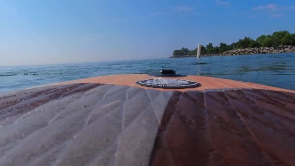 Vista Lateral Trasera Paddle Board Actividades Aire Libre Remo Calma — Vídeos de Stock