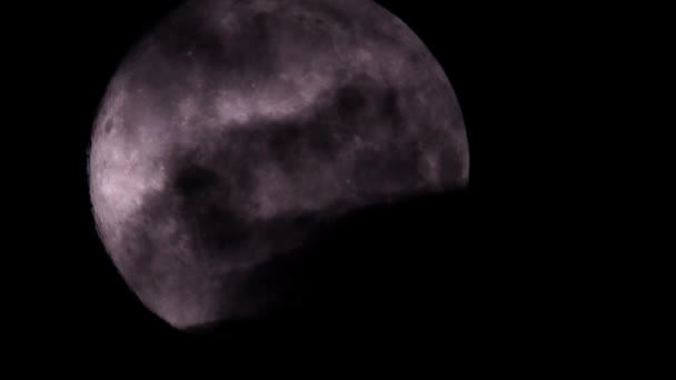 Повний Рух Місяця Повільний Загорнутий Темно Чорними Хмарами Хеллоуїн Чарівний — стокове відео