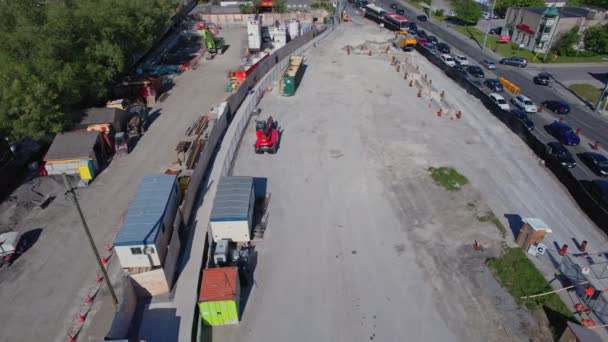 Průběh Průlomové Výstavby Místě Odpalovací Šachty Křižovatce Eglinton Midland Tunelování — Stock video