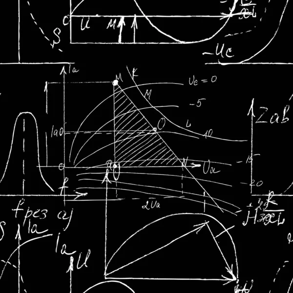 Padrão Sem Emenda Sem Fim Fundo Com Fórmulas Matemáticas Manuscritas — Vetor de Stock