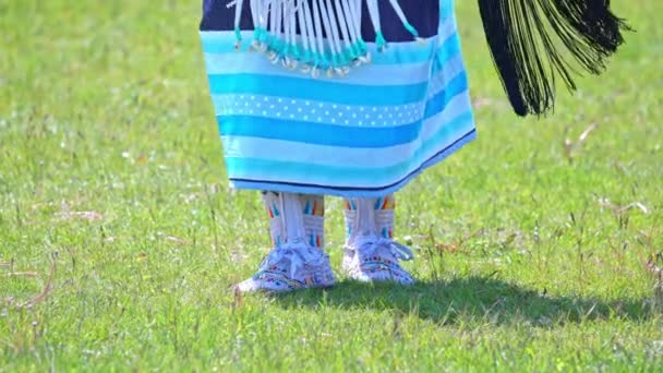 Bow Wow Őshonos Tradicionális Tánc Spirit Powwow Házigazdája Spirited People — Stock videók