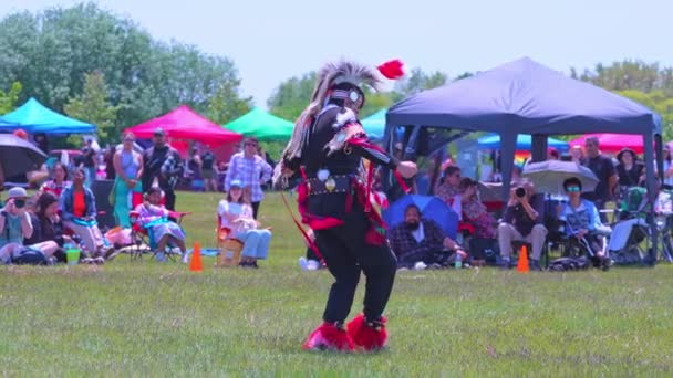 トロントの第2回目の年間2スピリット パワーワウは 第1回国連の2スピリット ピープルによって開催されました Spirit Powすごい伝統的なチキンダンスと競争 トロント オンタリオ州 カナダ 2023年5月27日 — ストック動画