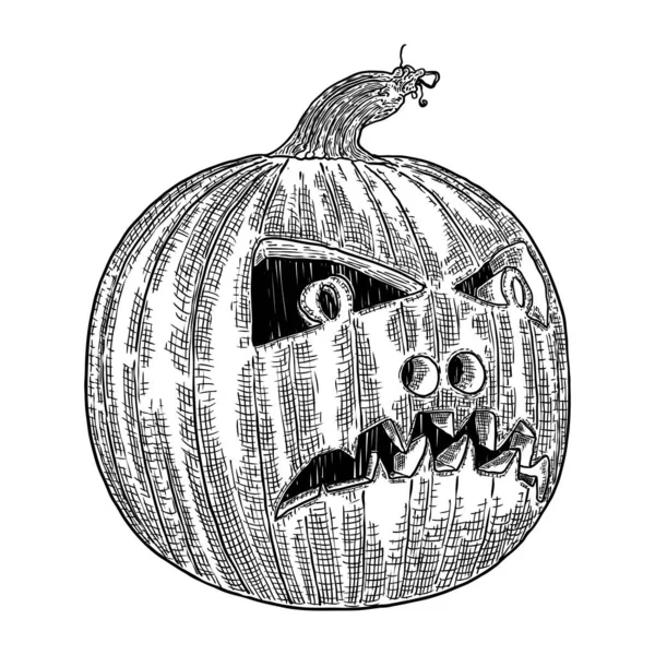 Pekelná Mystická Kresba Děsivých Tajemných Vyřezávaných Jack Luceren Ruční Kreslení — Stockový vektor