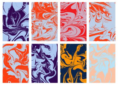 Bir dizi soyut geçmiş. Mürekkep mermer dokular. El çizimi mermer resimler, ebru aqua kağıdı ve ipek baskılar. Geleneksel Türk ebru tekniği. Suyun üzerinde resim yapmak.