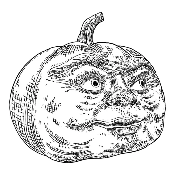 Halloween Pumpkin Carved Fantasy Face Happy Halloween Symbol Pumpkin Face — Stock Vector