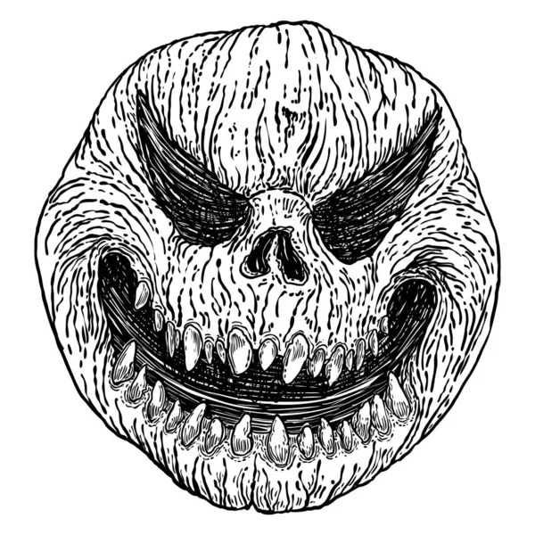 Vyřezávané Halloween Dýně Ručně Kreslení Náčrt Halloween Dýně Děsivý Úsměv — Stockový vektor