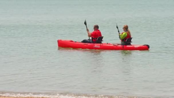 Les Passagers Viking Octantis Flottant Pagayant Conduisent Des Kayaks Biplaces — Video