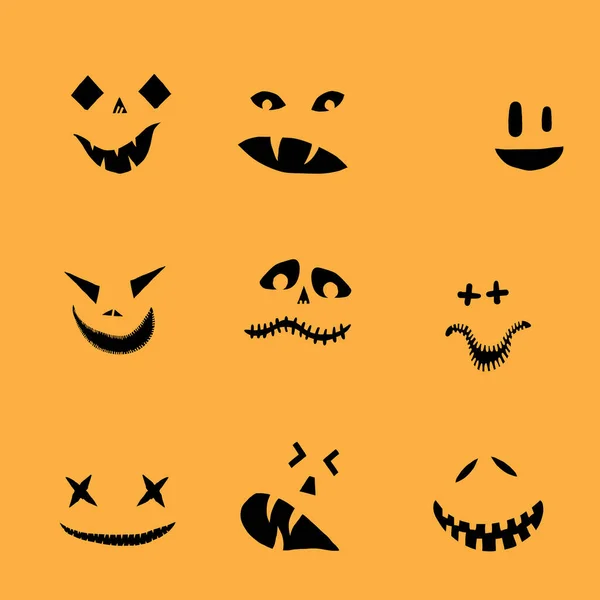 Ensemble Silhouettes Halloween Pour Création Personnages Citrouille Collection Citrouilles Halloween — Image vectorielle