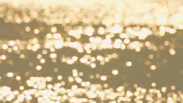 Gün Batımında Sarı Turuncu Deniz Bokeh Işıkların Dikkatini Dağıttı Güneşin — Stok video