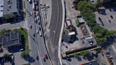 Eglinton ve Midland, Scarborough 'daki tünel projesinin hava veri toplama bölümü. Metrolinx TTC projesi için arazi tetkiki ve haritalandırması: Toronto, Ontario, Kanada - 15 Eylül 2023