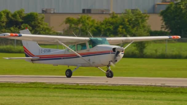 Sosirea Unui Model Aeronavă Mic Cessna Mici Avioane Private Singur — Videoclip de stoc
