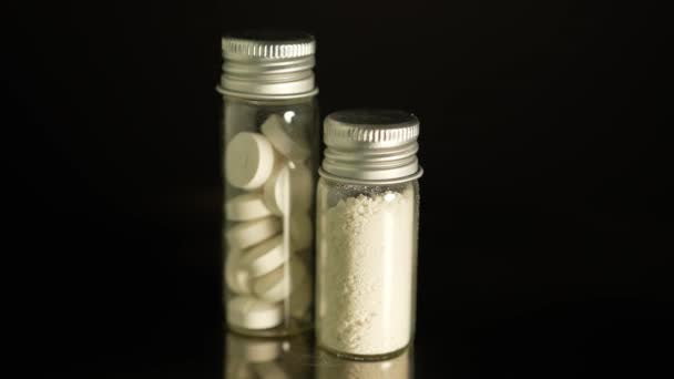 Illegale Droge Pulver Glasfläschchen Substanzmissbrauch Opioide Und Fentanyl Krise Droge — Stockvideo