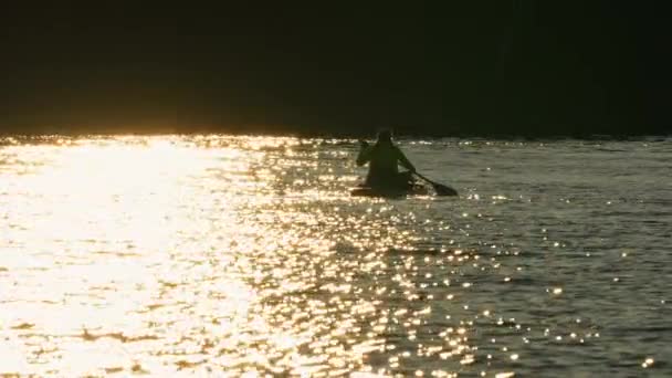 Vrouw Het Paddleboard Die Yoga Doet Bij Lake Manitou Verbetering — Stockvideo