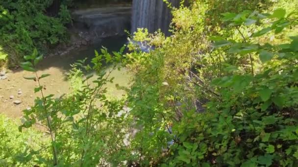Wodospad Bridal Veil Wyspie Manitoulin Ontario Kanada Malowniczy Wodospad Znany — Wideo stockowe